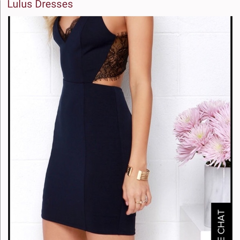 Lulus navy with black lace dress